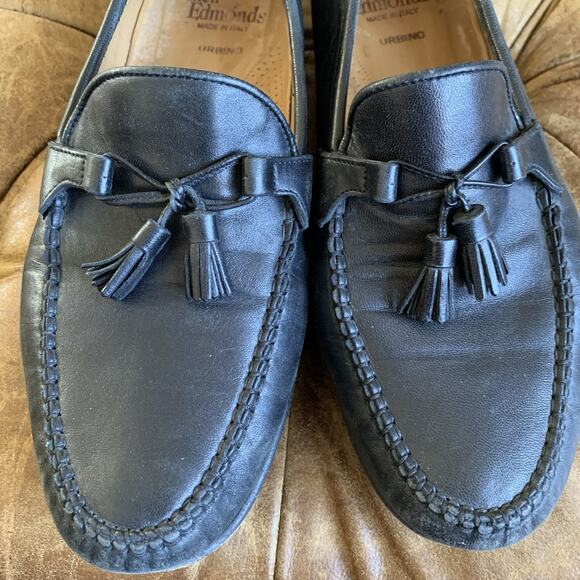 Allen Edmonds Urbino Size 10.5 Tassel Loafers Black Made In Italy Leather 49190 main image 6